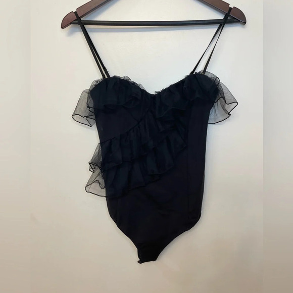 NEW Free People|| Ruffle Black Body Suit - Picture 4 of 10